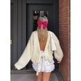 thumbnail image 6 of Knitted Cardigan Sweater Autumn Winter Long Sleeve Solid Lace Up Top Knitwear Female Outerwear Jacket Cream White S, 6 of 10