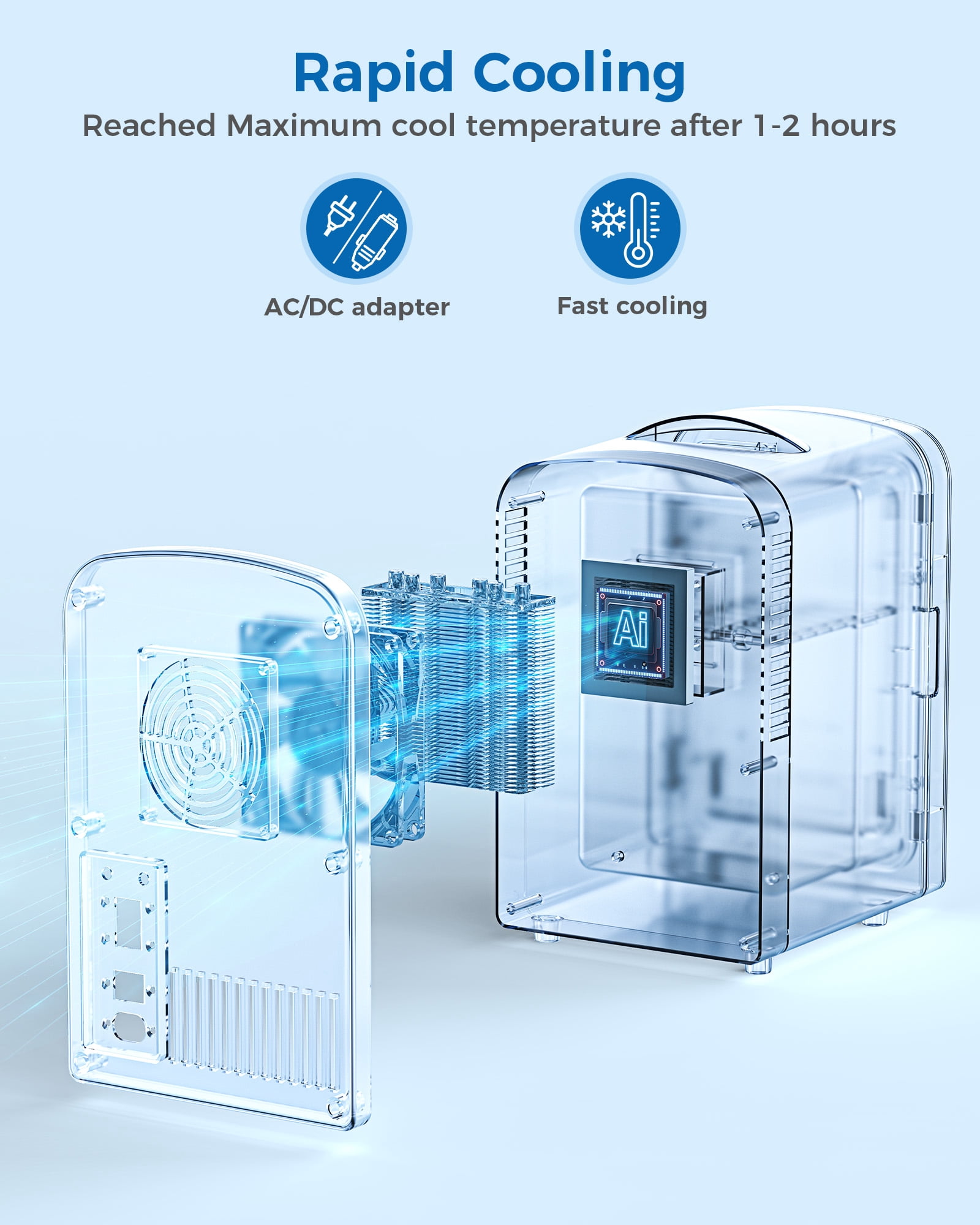 KNDKO Mini Fridge, Portable RV Refrigerator, 4 L/6 Can Compact Personal Cooler with Stainless Steel Door, 12V AC/DC, Option for Skincare, Makeup
