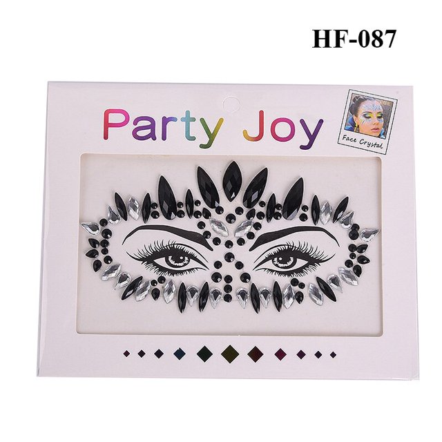 Pegatina de cejas de diamante 3D, maquillaje de Halloween, diamantes de imitación brillantes, joyería facial, tatuaje, autoadhesivo, bricolaje, belleza, música, decoración del Festival