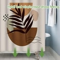 thumbnail image 4 of Mid Century Brown Boho Shower Curtain 36x72 Inch Abstract Semicircle Geometric Plant Leaves Sun Modern Minimalist Shower Curtain for Bathroom with Hooks Waterproof Polyester Fabric, 4 of 6