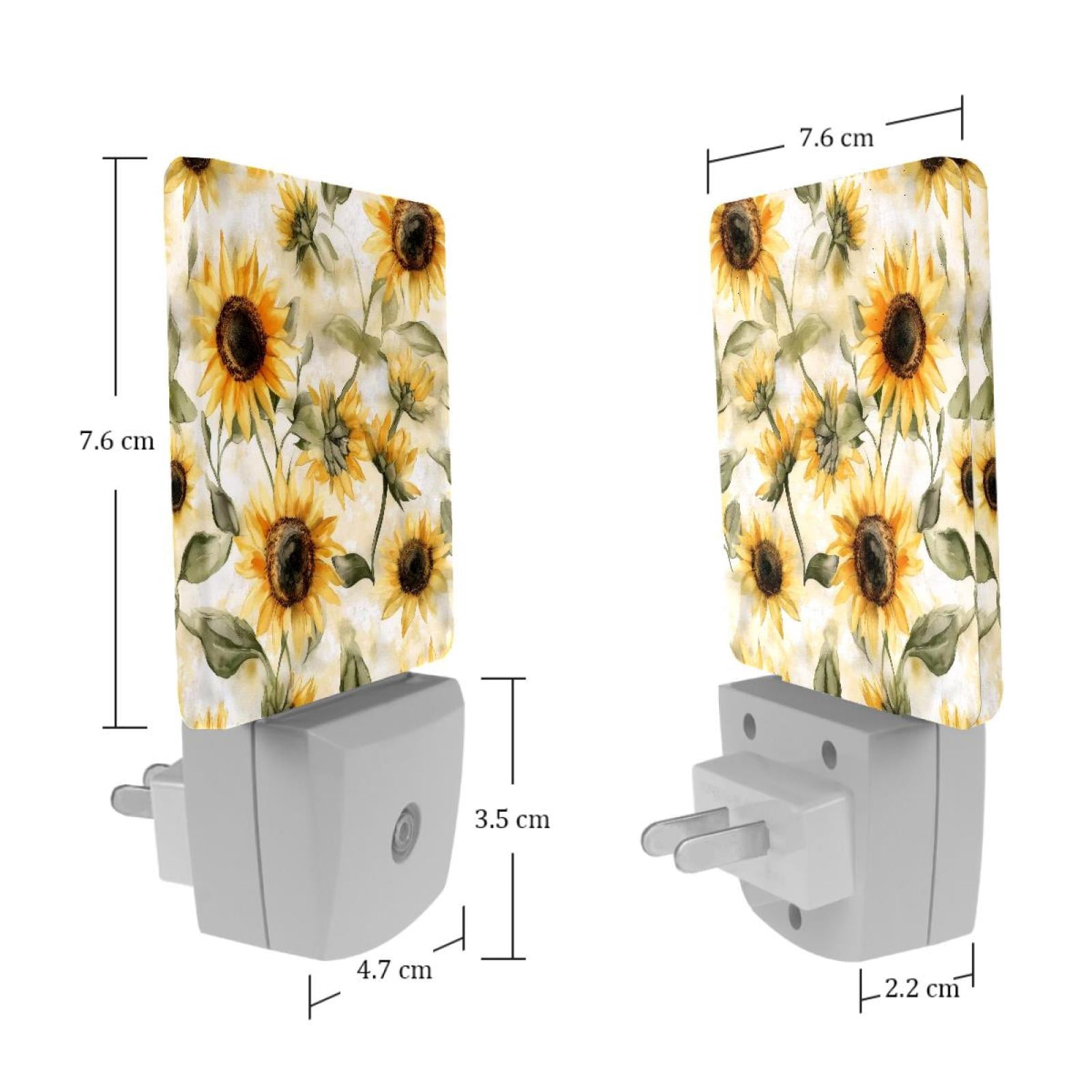 PhooArto Vintage Sunflower Pattern Plug in LED Night Light Auto Sensor Dusk to Dawn Decorative Night for Bedroom, Bathroom, Kitchen, Hallway, Stairs, Baby's Room, Energy Saving