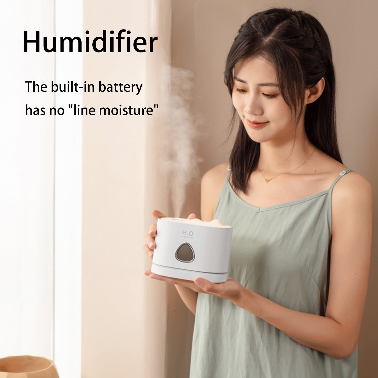 Blasgw Cool Mist Humidifiers For Babies, 460ML Quiet And Small Humidifier For Bedroom Nightstand, Mountain View, Space Saving, Auto Shut Off With LED Night Light White