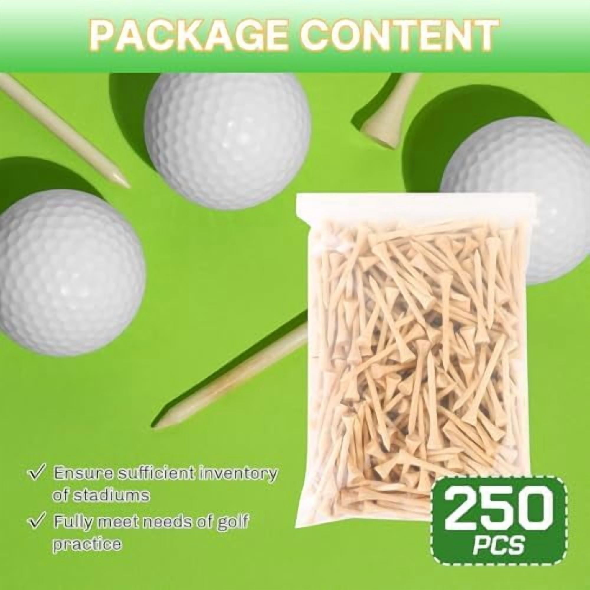 Bamboo Golf Tees 1000/500/250 PCS 2-3/4 & 3-1/4 inch Length | Bamboo Golf Tees, 7X Stronger Than Wood Golf Tees, Reduce Friction & Side Spin