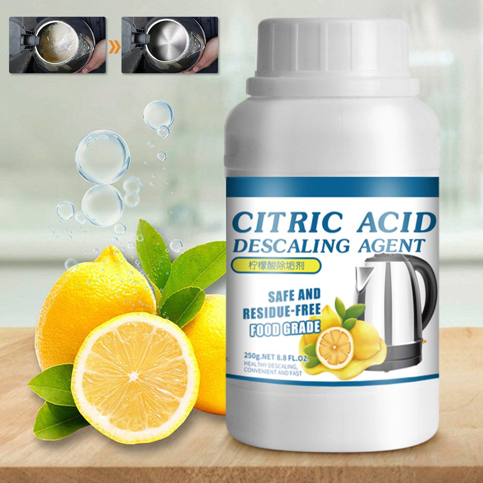 Powerful Limescale Removal,Water Bottle Cleaning,Distiller Descaler Citric Acid Cleaner,Citric Acid Powder for Cleaning Water Distillers,Hard Water Stain Remover for Hot Water Dispenser Kettle