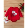 thumbnail image 2 of Valentine's Day Infant Girls Romper Sweatshirts Letter Heart Print Long Sleeve Crew Neck Jumpsuits Autumn Winter Baby Bodysuits, 2 of 8