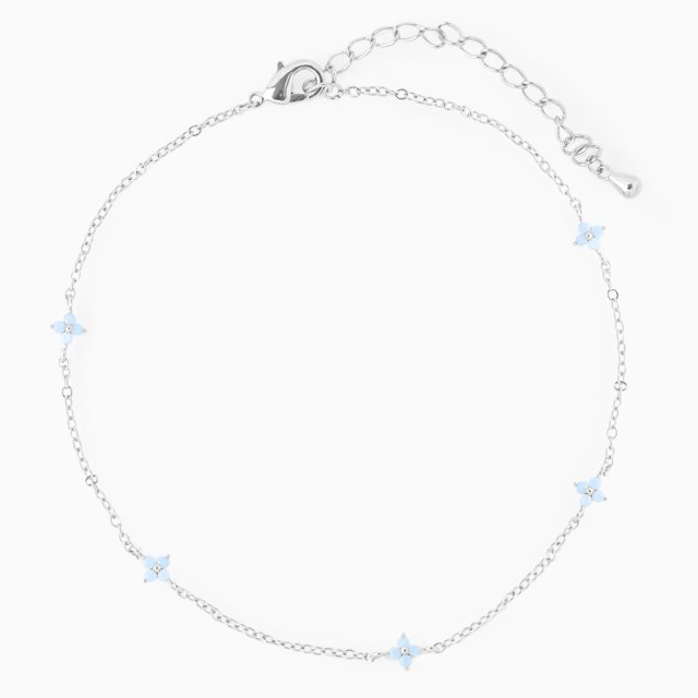 Tobillera de flor azul de estilo coreano, joyería fresca de verano para pie con cadena de tobillo estilo playa para mujer