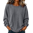 thumbnail image 3 of Jsaierl Womens Plus Size Lightweight Sweatshirts Fall Solid Color Crewneck Sweatshirt Cozy Athletic Pullover Retro Work Long Sleeve Tops, 3 of 7