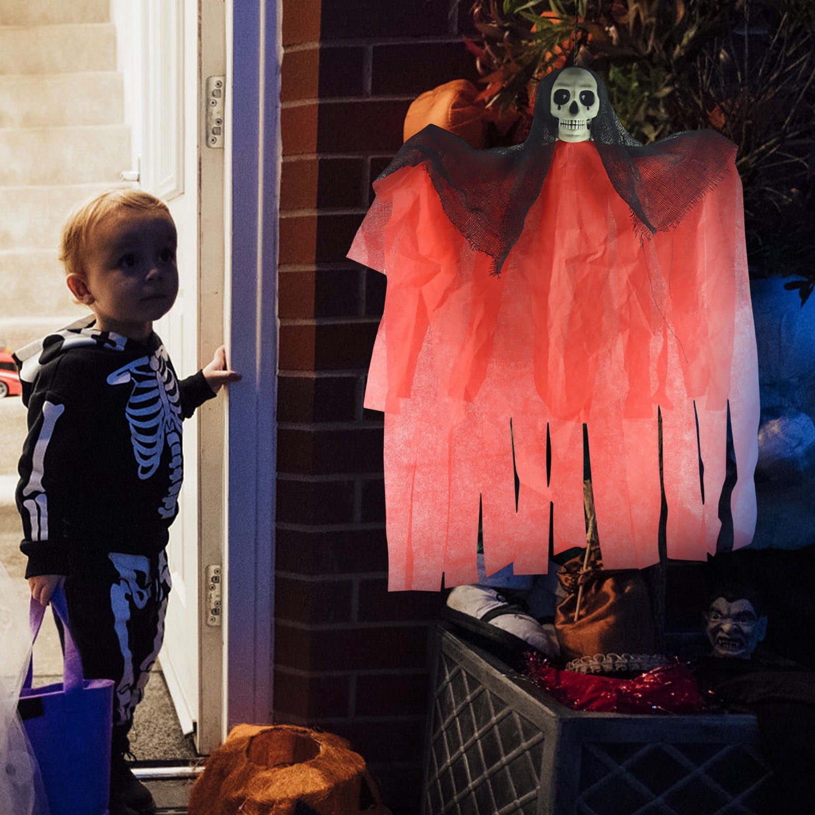 Tête Suspendue Halloween Effrayante - Plastique Réaliste Avec Chaîne - 60 Cm - Décoration Fête, Maison Hantée