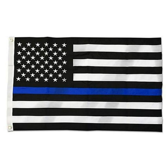 Thin Blue Line  2 x 3 in. Durasleek Thin Blue Line American Flag, Sewn & Embroidered