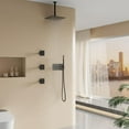 thumbnail image 4 of ANGELES HOME 12" Ceiling Mounted Shower System, 3-function Diverter Shower Faucet Set, Shower System with 3 Square Body Jets, Rainfall Shower Fixtures with Thermostatic Mixing Valve, Matte Black, 4 of 11