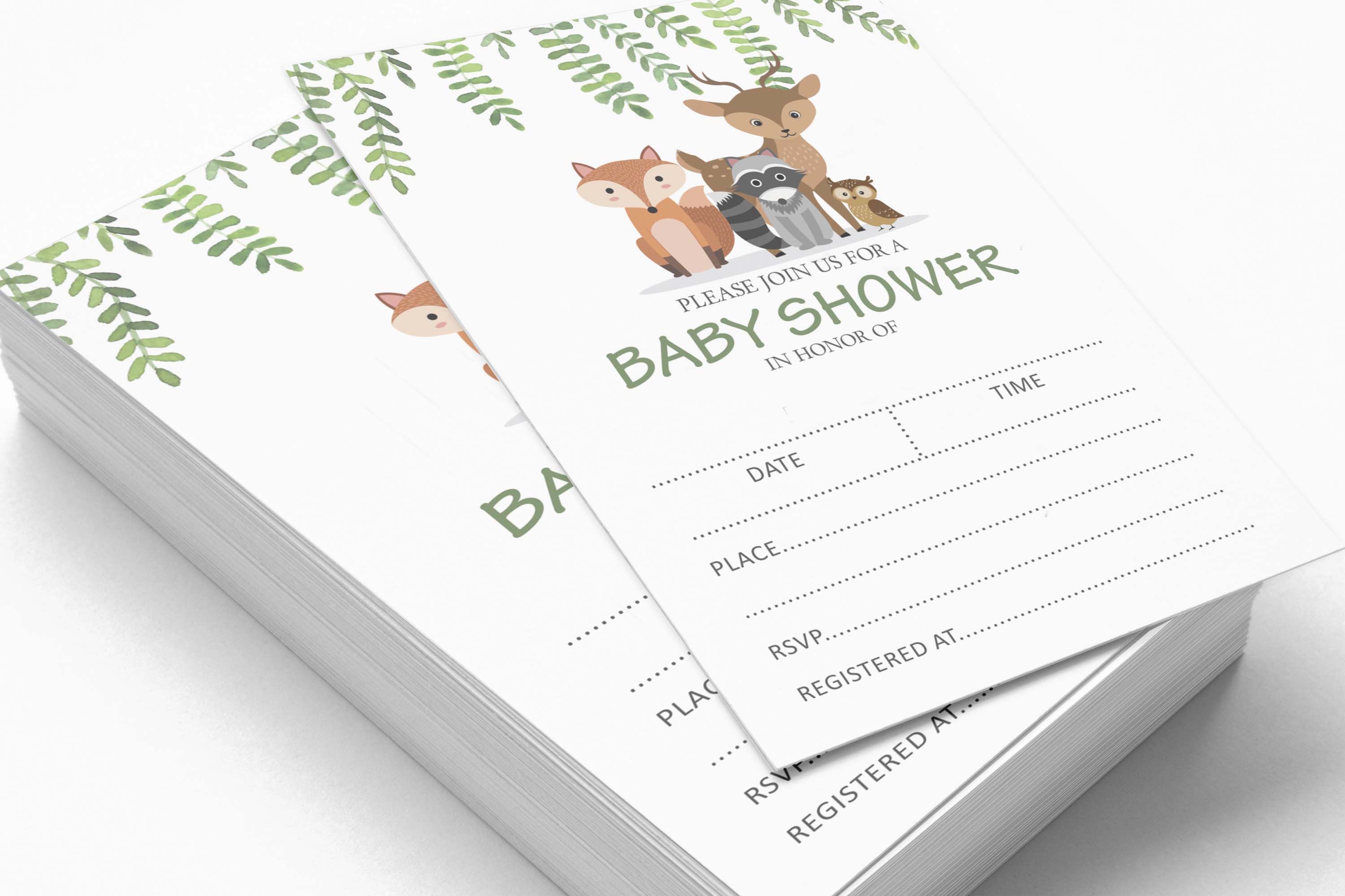 Inkdotpot 30Jungle Animals Baby Shower Invitation Cards Gender Neutral Fill In Blank Invites