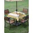 thumbnail image 4 of Outdoor Tablecloth with Umbrella Hole for Patio/Picnic/Party/Camping, Sunflower Waterproof Table Cloth Square Cover Washable, Pink Yellow Floral Elegant Pastoral Checkered (60"x 60"), 4 of 8