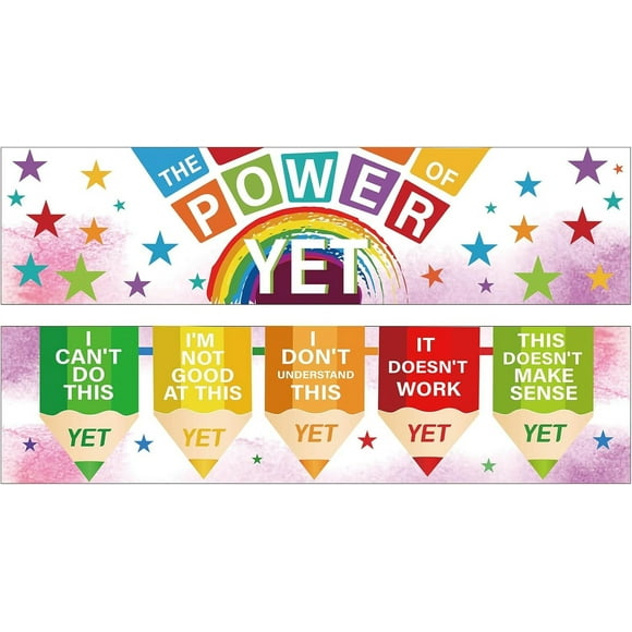 2Pcs Classroom Decoration Banner Posters Growth Mindset Bulletin Board Hanging Wall Decor for Back to School Teachers Elementary Preschool Middle School Theme Backdrop Colorful 39x10Inch