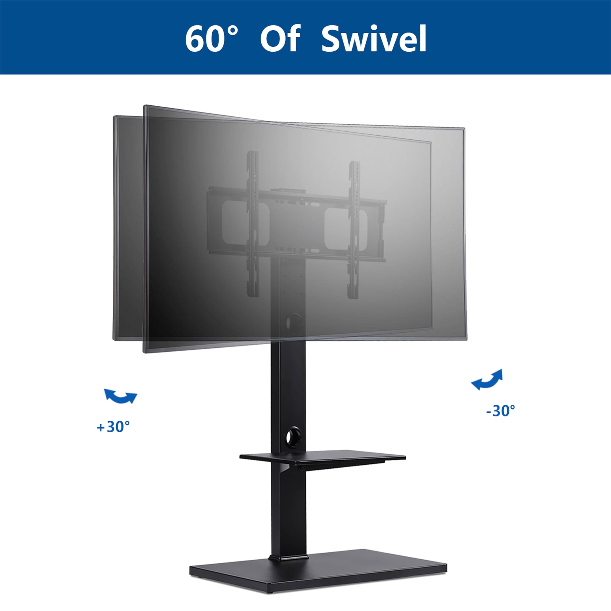 Rfiver Swivel Mount 2 Shelves Floor Tv Stand With For 32 37 42 47 50 55 60 65 Plasma Flat Or Curved Screen Tvs Rtf1001