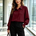 thumbnail image 4 of LEKWK Business Casual Tops for Women Long Sleeve Button Down Shirts Elegant Collared Blouses Fall Professional Office Work Dress Tops, 4 of 8