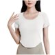 thumbnail image 1 of Tops de Manga Corta de las Mujeres Casual, Moda de Color Sólido, con la Almohadilla de Pecho Top de Pijama para las Mujeres, 1 of 7