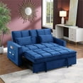 thumbnail image 6 of Pemberly Row Modern Velvet Sleeper Sofa with Cup Holder in Blue, 6 of 20
