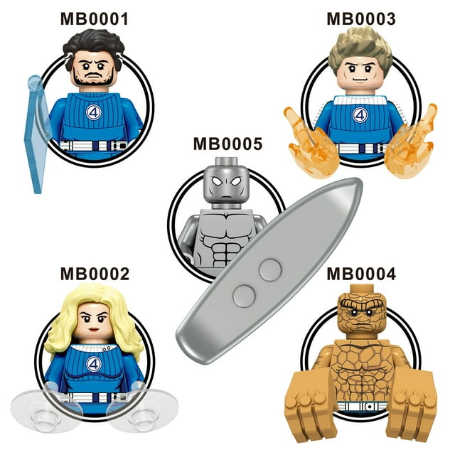 Kit de 5 Minifiguras de Bloques de Construcción, Héroes Clásicos con Accesorios, Juguetes de Plástico ABS para Colección y Fiesta