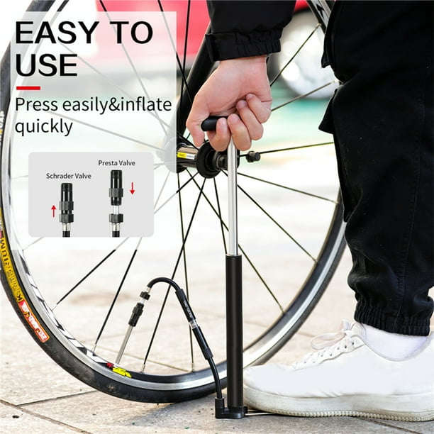 Bike Pump with Pressure Gauge Mini Bike Pump, Portable Compact