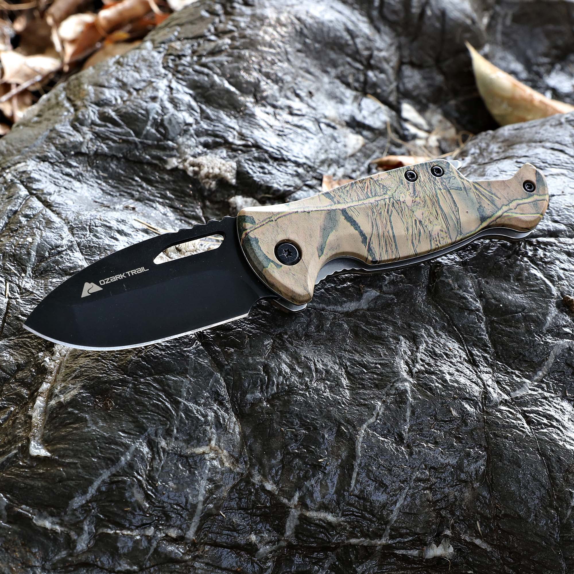 Ozark Trail Mossy Oak Camouflage Folding Knife, with Clip