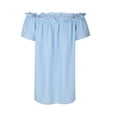 thumbnail image 5 of XIAONU Women's Off-Shoulder Short-Sleeve Blouse Casual Everyday Relaxed Fit Ruffled Shirt, 5 of 6