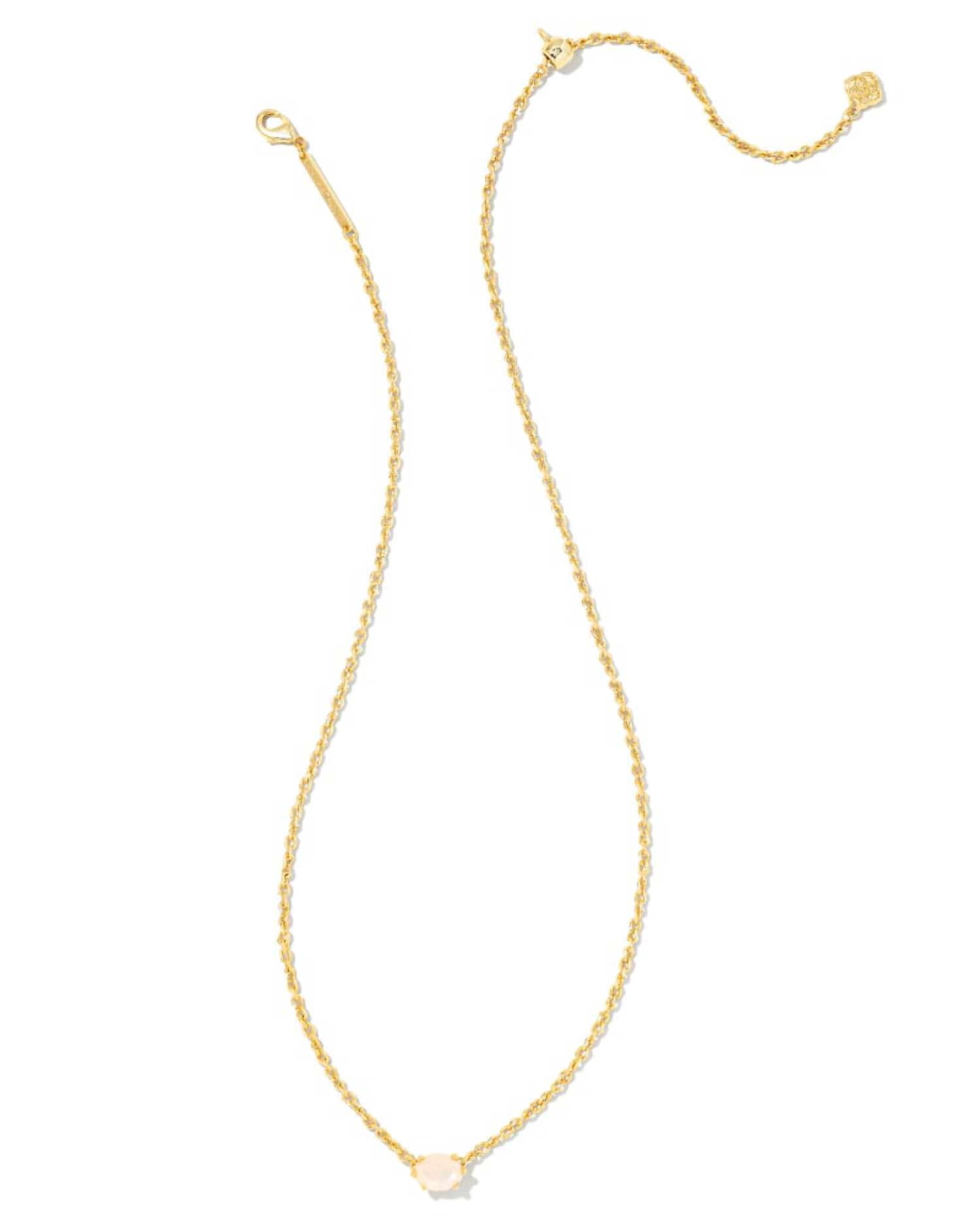 Kendra Scott Cailin Crystal Pendant Necklace Gold White Iridescent Crystal
