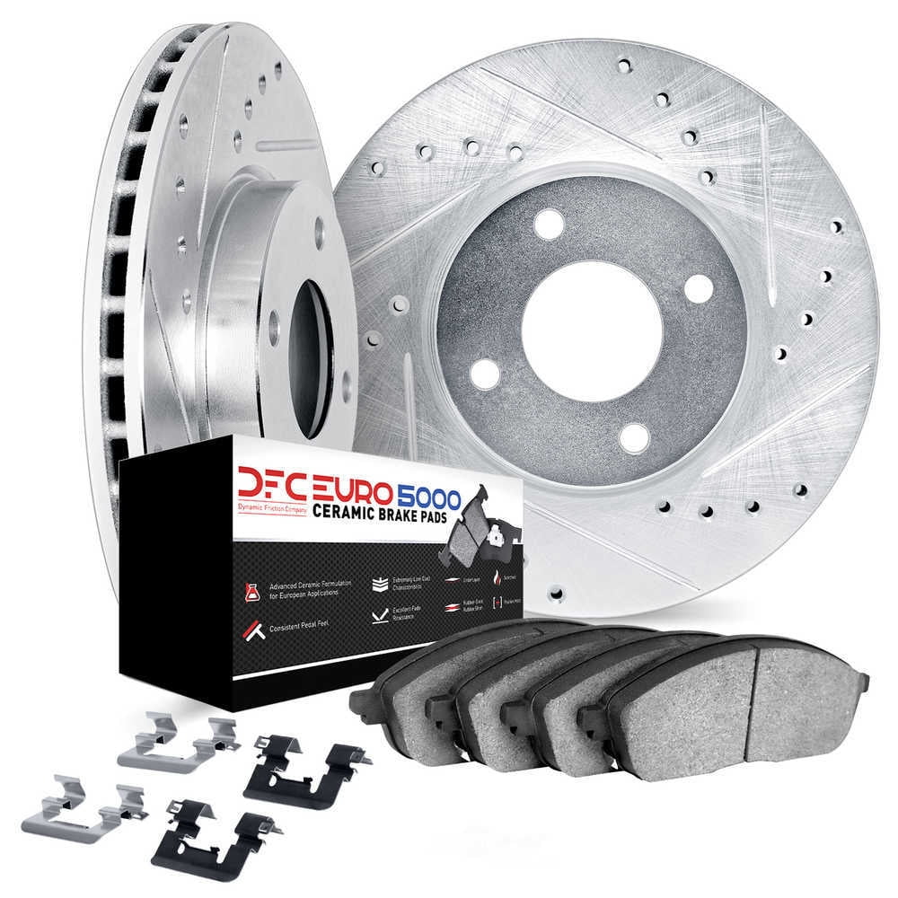 DFC 5000 Euro Ceramic Brake Pads and Hardware Kit - Archived 7612-07001 DFC Rotors-Drilled and