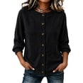 thumbnail image 2 of Knit Cardigan for Women & Plus Size, Fall Cozy Button Down Crewneck Long Sleeve Relaxed Classic Elegant Sweater, XS-4XL, 2 of 5