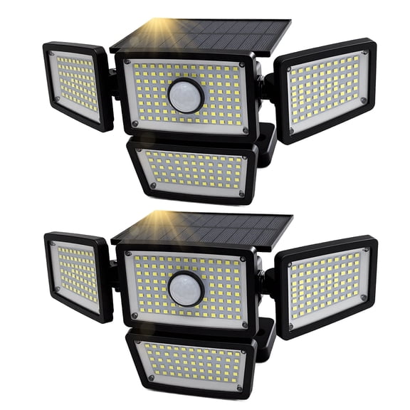 BN-LINK 2-Pack Solar Outdoor Lights, 283 LED Solar Motion Sensor Lights with 4 Adjustable Heads, 270°Wide Lighting Coverage, IP65 Waterproof Solar Security Lights for Garage, Yard