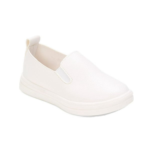 white laceless canvas shoes