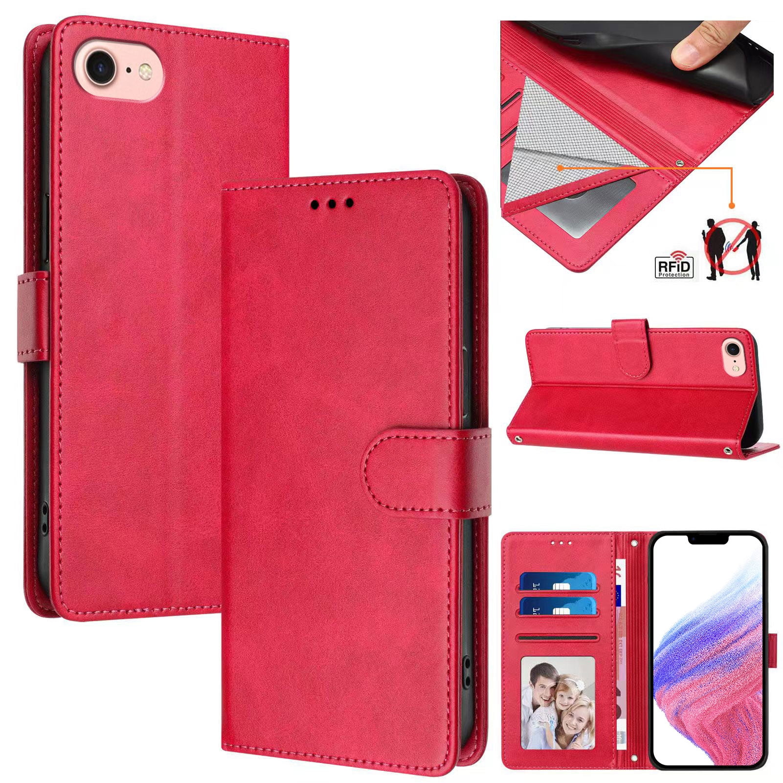 iPhone 8/7/6 Case ,RFID Blocking Cover Crossbody Lanyard Flip Leather Wallet Case for iPhone 8/7/6