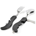 thumbnail image 2 of Juego de cubiertos y utensilios de cocina de acero inoxidable para acampar, equipo de preparación y suministros para cocinar en acampada, (negro), 2 of 5
