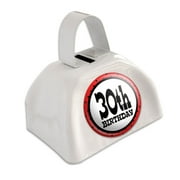30th Thirtieth Birthday Red Black Polka Dots White Cowbell Cow Bell