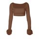 thumbnail image 1 of VISgogo Mujeres Crop Tops, Manga Larga Terciopelo Patchwork Casual Primavera Otoño Verano Street Party Club Tops VISgogo  moda, 1 of 2