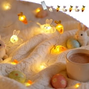 Easter Led String Lights Rabbit Carrot Decorative Copper Wire | Flexible Bendable Fairy Light Strip for Holiday Party | Warm Glow Home Indoor Outdoor Decor | Mantel Wreath Centerpiece Accent Lighting