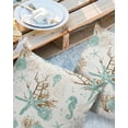 thumbnail image 3 of Outdoor Waterproof Pillow Covers Pack of 2, Teal Coastal Starfish Shell Coral Seahorse Ocean Vintage Decorative Throw Pillowcases Cushion Covers for Garden Patio Tent Sofa Couch, 18x18 inch, 3 of 8