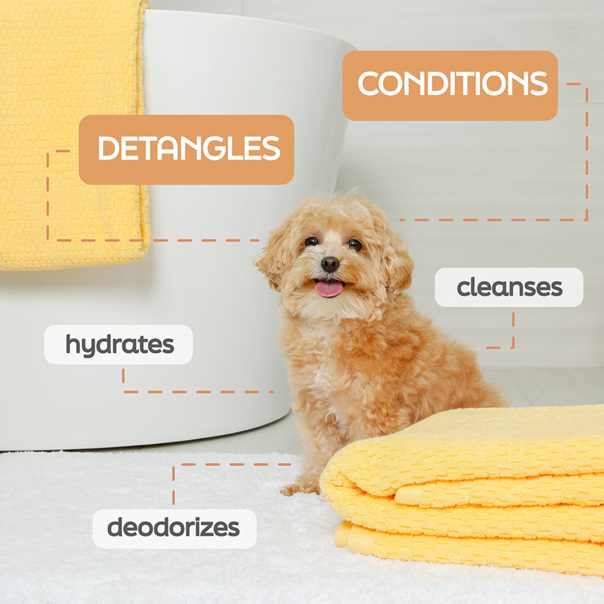 Hartz True Coat Curly or Wavy Dog Shampoo, 5 in 1 Detangles & Conditions with Oat Milk, Coconut Oil & Shea Butter, 16 oz