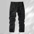 thumbnail image 2 of Baggy Cargo Pants Men Casual Solid Color Straight Leg Pants with Multi Pockets Lightweight Utility Streetwear Trousers Black 30, 2 of 3