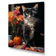 thumbnail image 2 of Designart "Feline Chic Cat Amidst Floral Blooms II" Animals Canvas Wall Art - Traditional Black British Shorthair Cat Entryway Wall Art Print, 2 of 6
