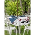 thumbnail image 2 of Outdoor Tablecloth with Umbrella Hole and Zipper, Pink Plum Blossom Round Table Cloth 60 Inch Waterproof Tablecloth, Farmhouse Botanical Spring Floral Picnic Table Cover for Patio Camping, 2 of 7