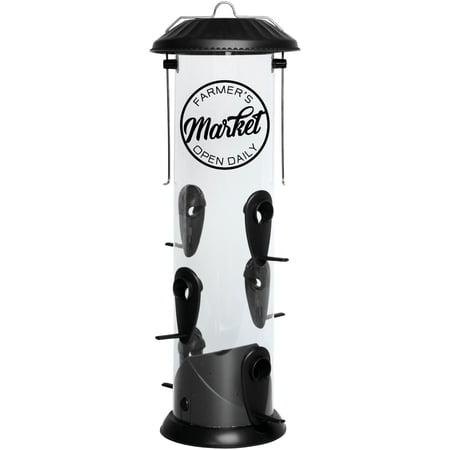 Wild Wings Easy Clean Bird Feeder Farmhouse Style - 2-in-1, 6 Openings - Black — Residential Use, Standard Application