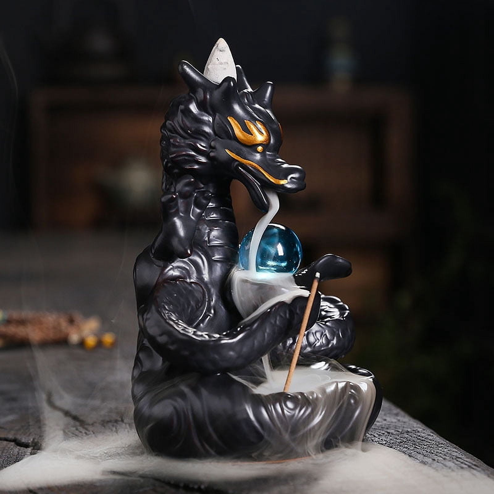 Ceramic Backflow Incense Burner Creative Chinese Dragon Smoke Waterfall Reflow Incense Holder Handicraft Home Decorations