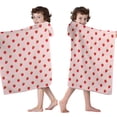 thumbnail image 4 of Red Strawberry Plants Pink Pattern Hooded Bath Towel，50"x30" for Ages 3 To 12 Kids, Quick Dry Lightweight Soft Microfiber Hood Beach Towel Cover Up for Kids, 4 of 7