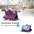 thumbnail image 3 of Allytechgroup for Samsung Galaxy S24 Wallet Case, Premium PU Leather Magnetic Buckle Zipper Pocket Card Slots Flip Stand Protective Cover with Hand Strap & Shoulder Strap - Darkpurple, 3 of 12