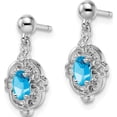 thumbnail image 2 of Sterling Silver Rhodium Plated Blue Topaz And Diamond Post Earrings (17 X 7) Made In Thailand qdx560, 2 of 5