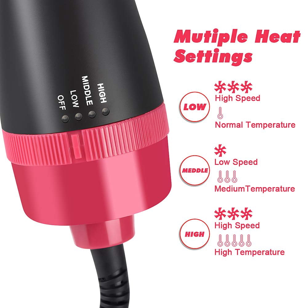 Ustar One Step Hair Dryer & Volumizer 13" Nylon Hot Air Brush, Ionic, Black