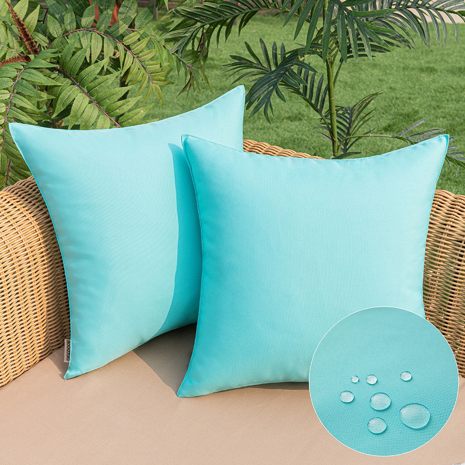 Outdoor Waterproof Pillow Cover, Watertight Pillow Protector for Patio Furniture, Modern Solid Color Cushion Cover for Garden, Poolside, and Backyard Lounge Chairs (2 Pcs)