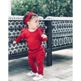 thumbnail image 3 of Conjunto de traje Fullfamous para niña, 3 piezas, mameluco, pantalones con lazo, 6-9 m, 3 of 7