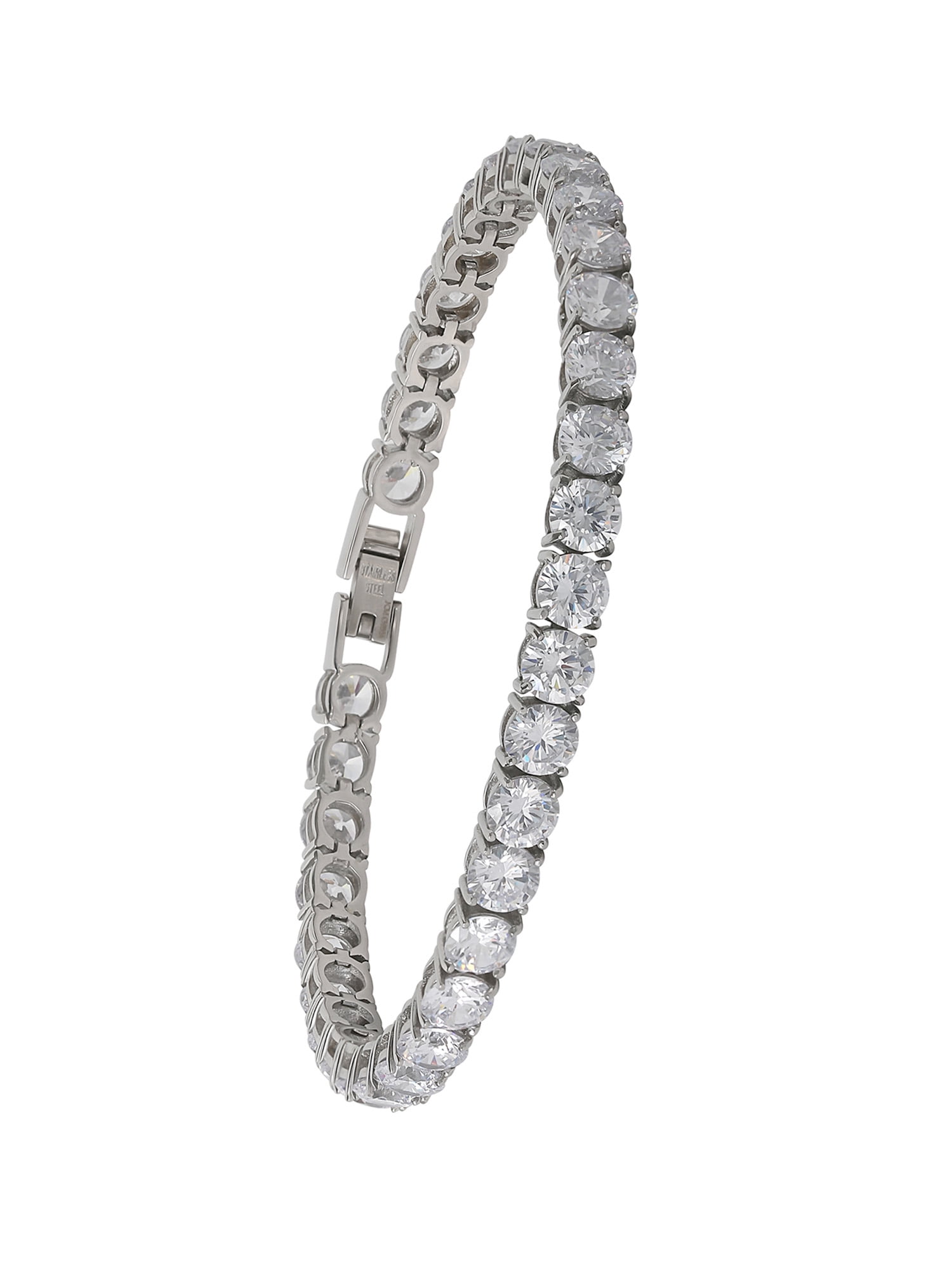 Brilliance Fine Jewelry Men’s Stainless Steel Simulated Diamond 6mm Bracelet, 8.25″
