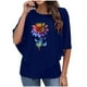 thumbnail image 1 of Blusa superior de cuello redondo Fridja gasa estampado de girasol verano sexy casual para mujer Talla S M L XL XXL, 1 of 3